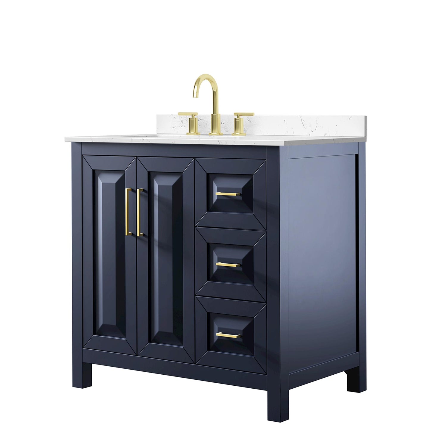 Daria Bathroom Vanity with Countertop 36 inch Single Sink 3-hole Faucet Setup