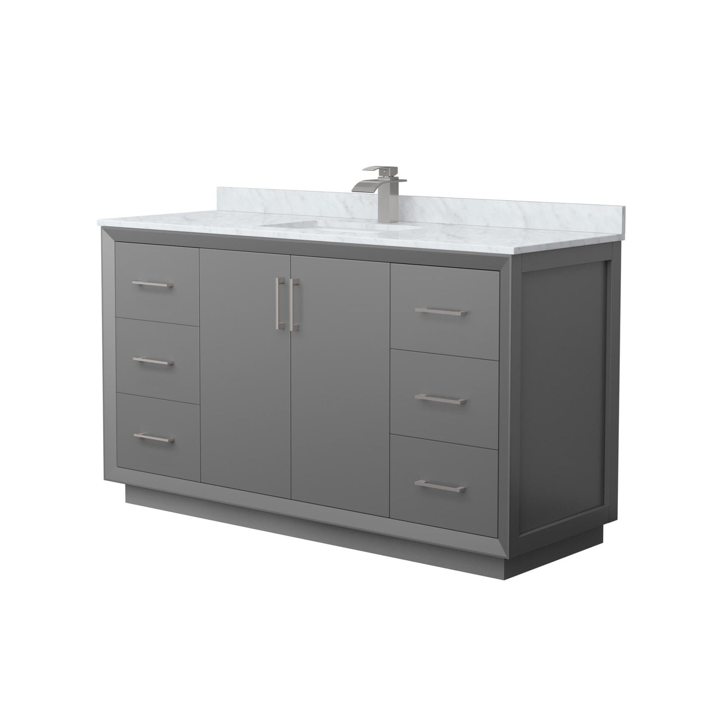 Strada Bathroom Vanity with Countertop 60 inch Single Sink Single hole Faucet Setup