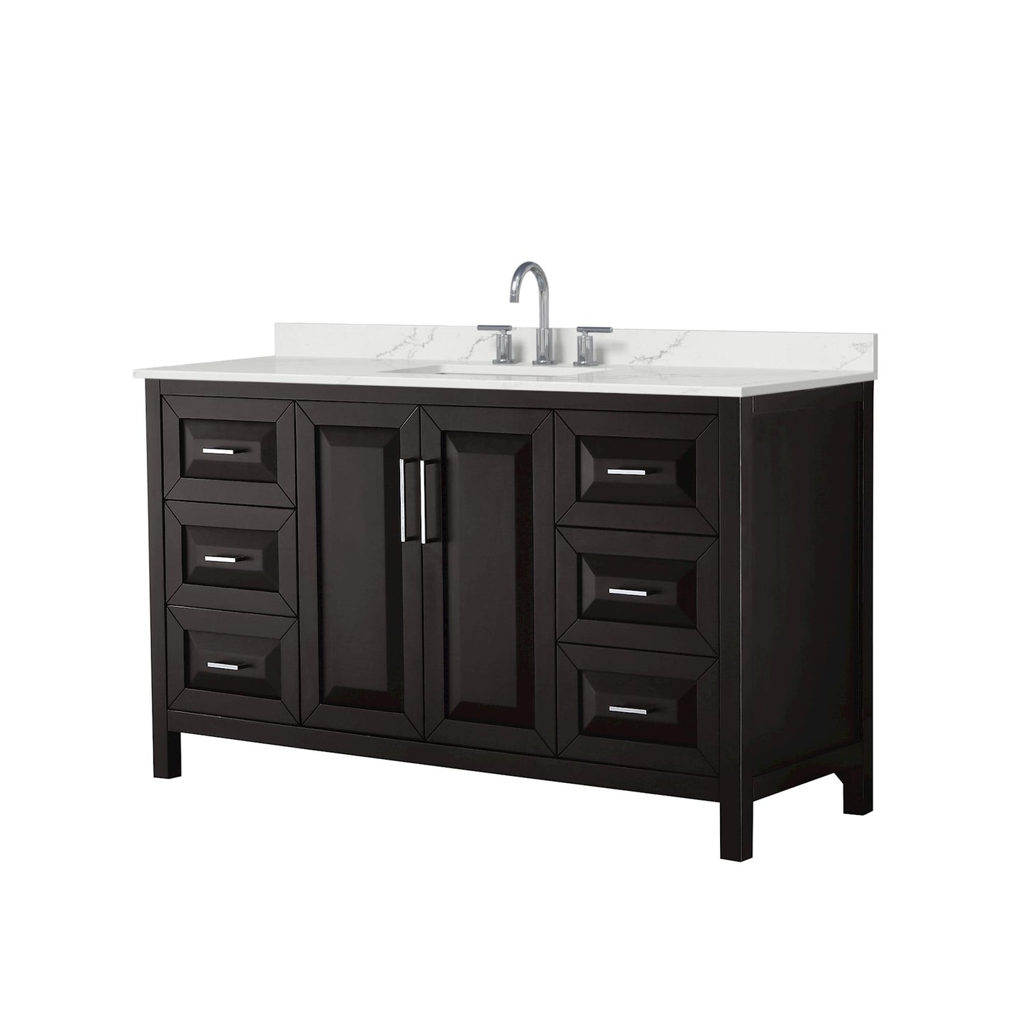 Daria Bathroom Vanity with Countertop 60 inch Single Sink 3-hole Faucet Setup