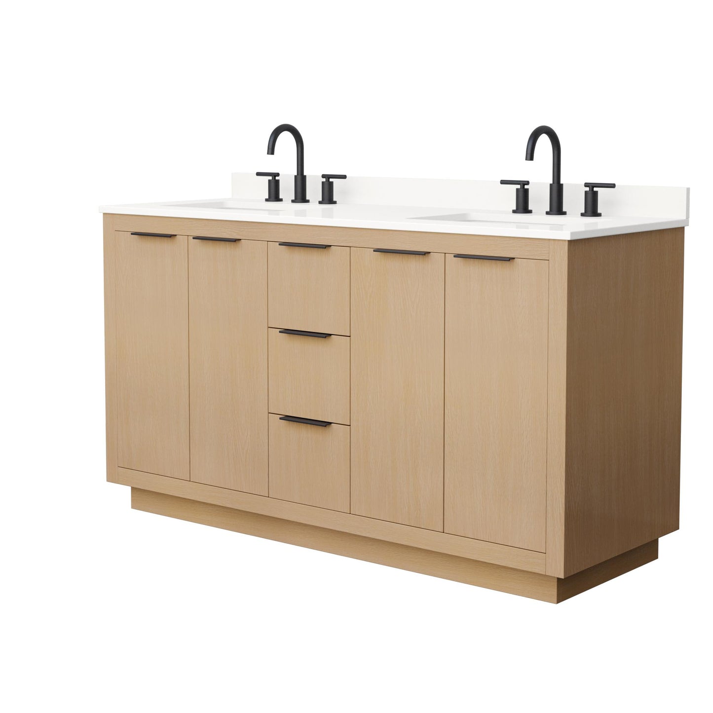 Maroni Bathroom Vanity with Countertop 60 inch Double Sink 3-hole Faucet Setup