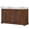 Custom image for Dark Walnut with Brushed Gold Trim / White Quartz / No Mirror