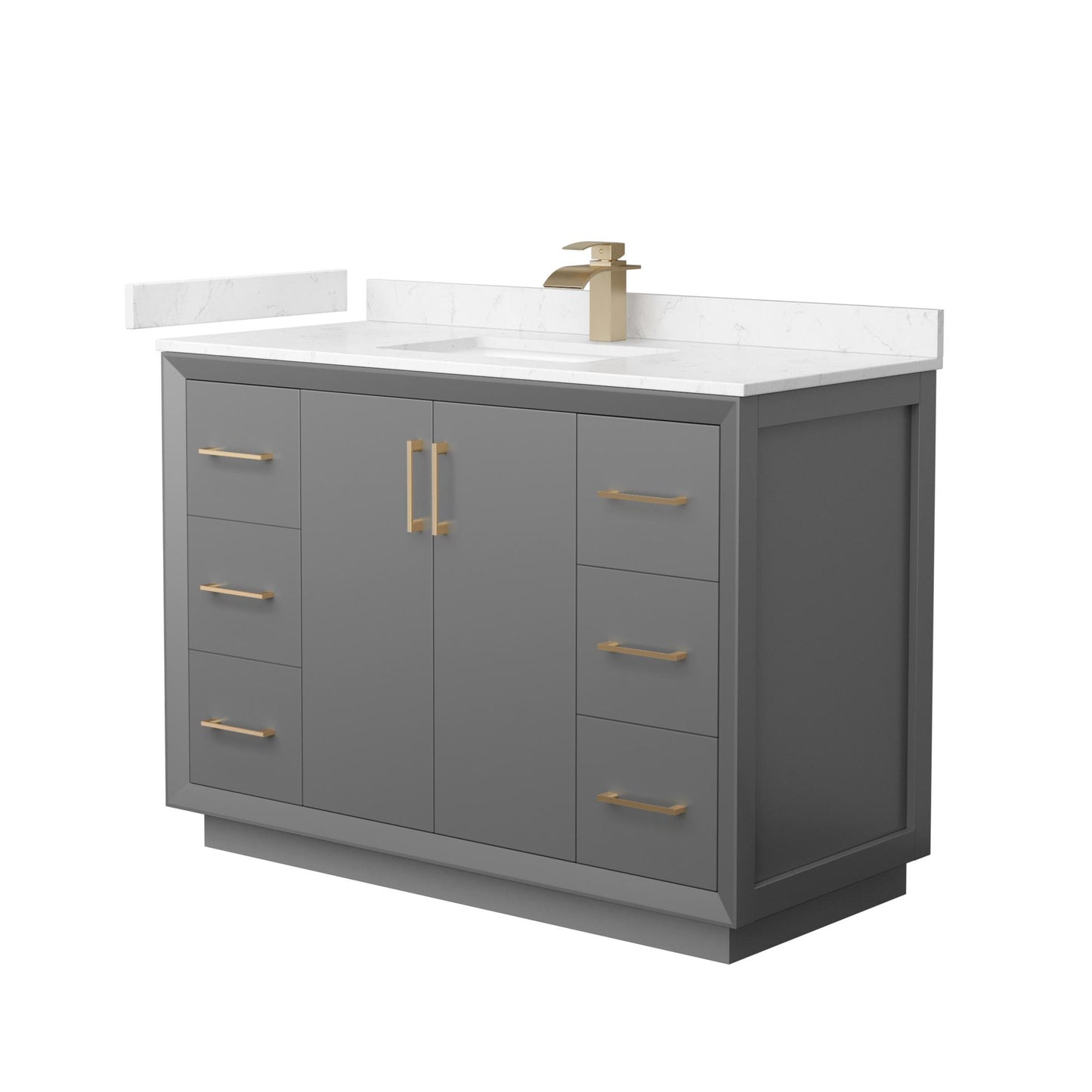 Strada Bathroom Vanity with Countertop 48 inch Single Sink Single hole Faucet Setup