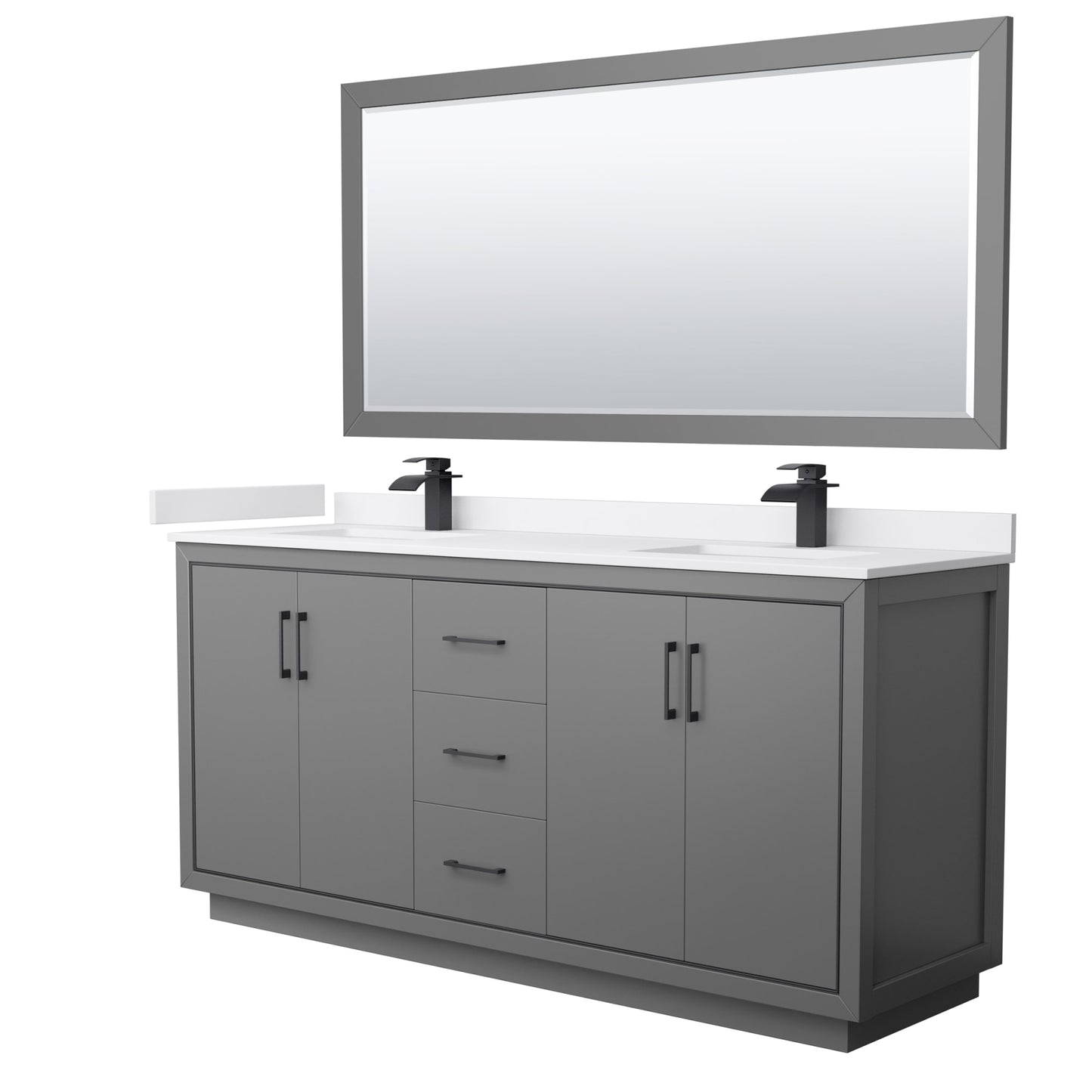 Icon Bathroom Vanity with Countertop 72 inch Double Sink Single hole Faucet Setup