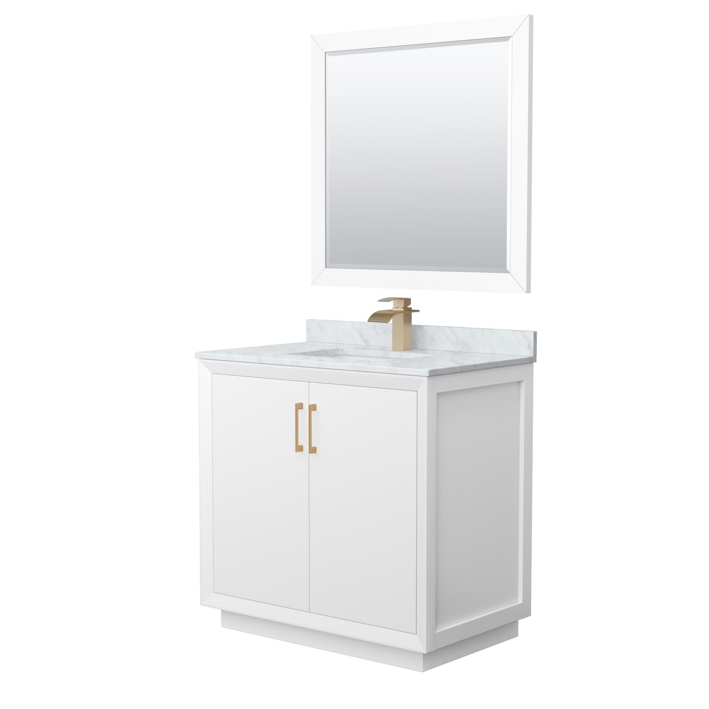 Strada Bathroom Vanity with Countertop 36 inch Single Sink Single hole Faucet Setup