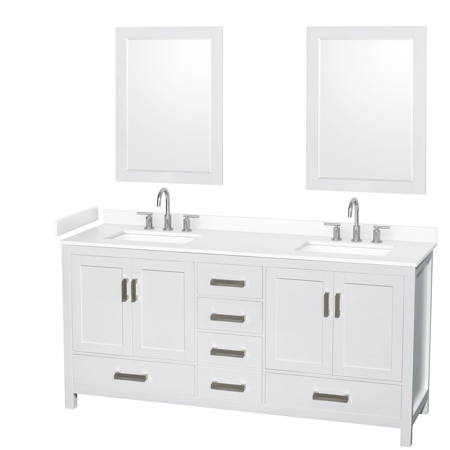 Sheffield Bathroom Vanity with Countertop 72 inch Double Sink 3-hole Faucet Setup