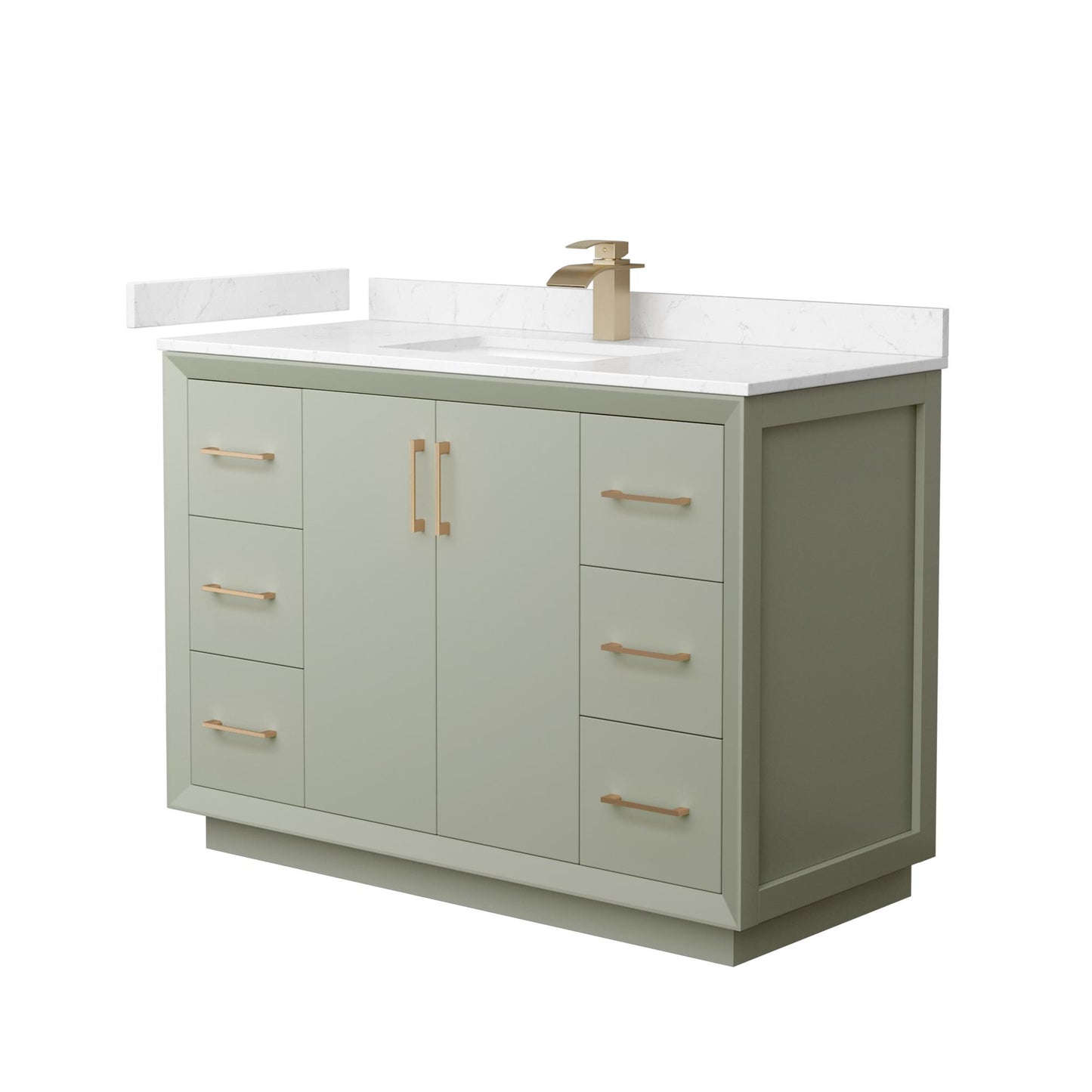 Strada Bathroom Vanity with Countertop 48 inch Single Sink Single hole Faucet Setup