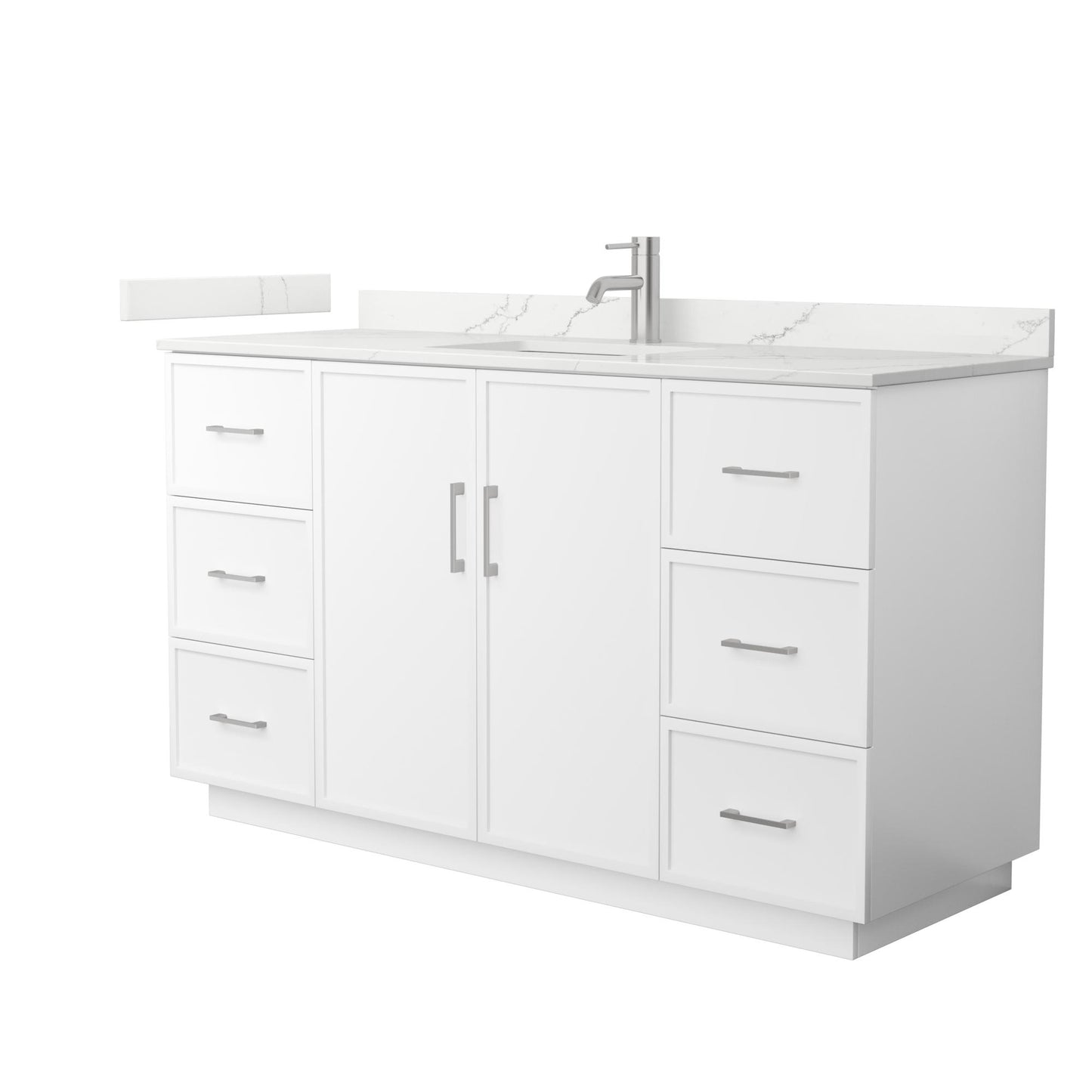 Elan TK Bathroom Vanity with Countertop 60 inch Single Sink Single hole Faucet Setup