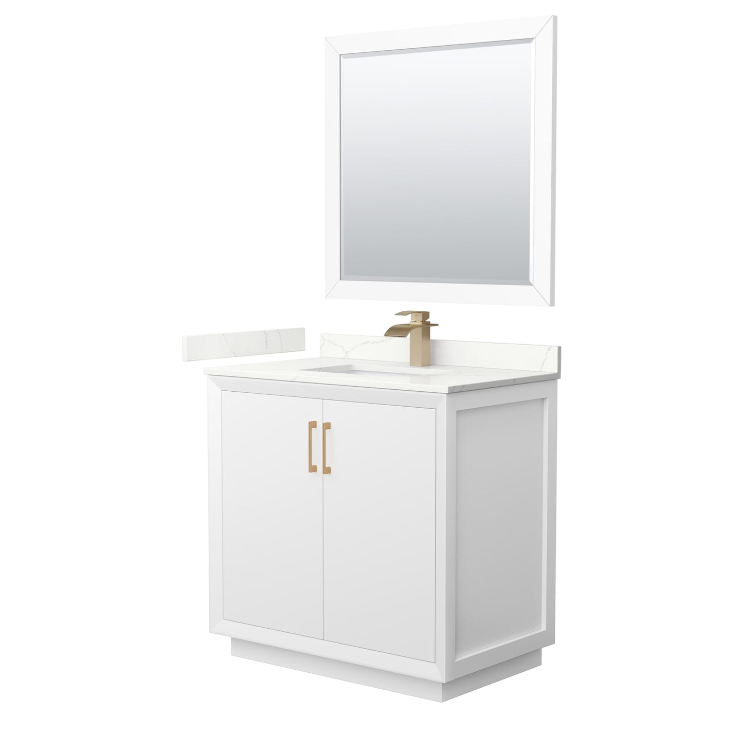 Strada Bathroom Vanity with Countertop 36 inch Single Sink Single hole Faucet Setup