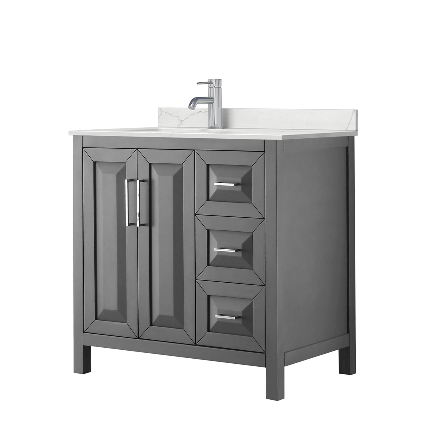 Daria Bathroom Vanity with Countertop 36 inch Single Sink Single hole Faucet Setup