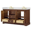 Custom image for Dark Walnut with Brushed Gold Trim / White Quartz / No Mirror