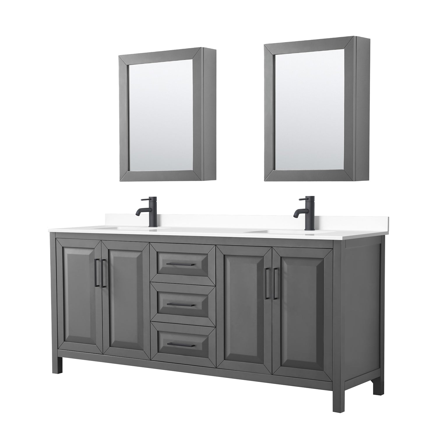 Daria Bathroom Vanity with Countertop 80 inch Double Sink Single hole Faucet Setup