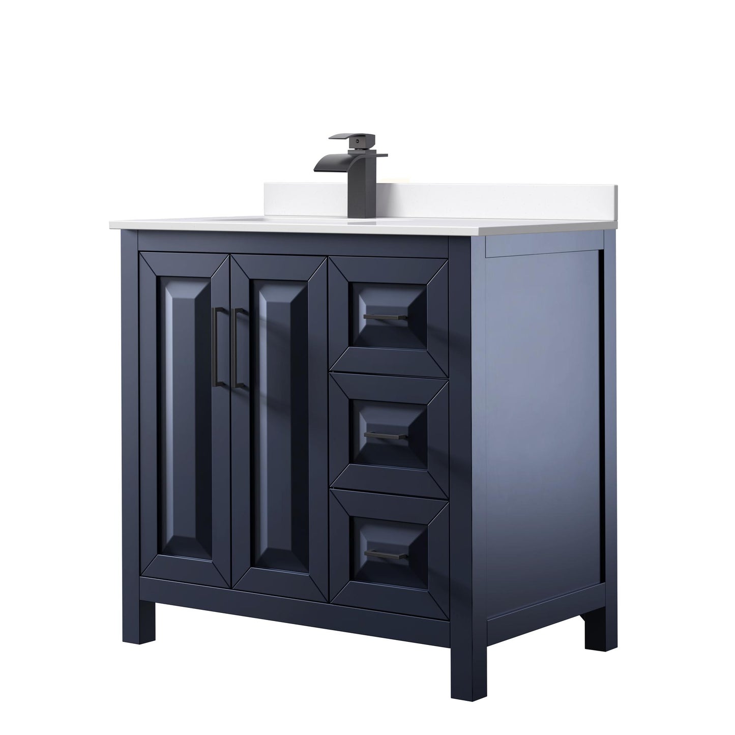 Daria Bathroom Vanity with Countertop 36 inch Single Sink Single hole Faucet Setup