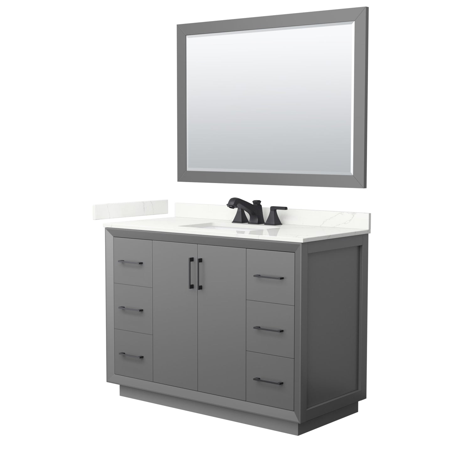Strada Bathroom Vanity with Countertop 48 inch Single Sink 3-hole Faucet Setup