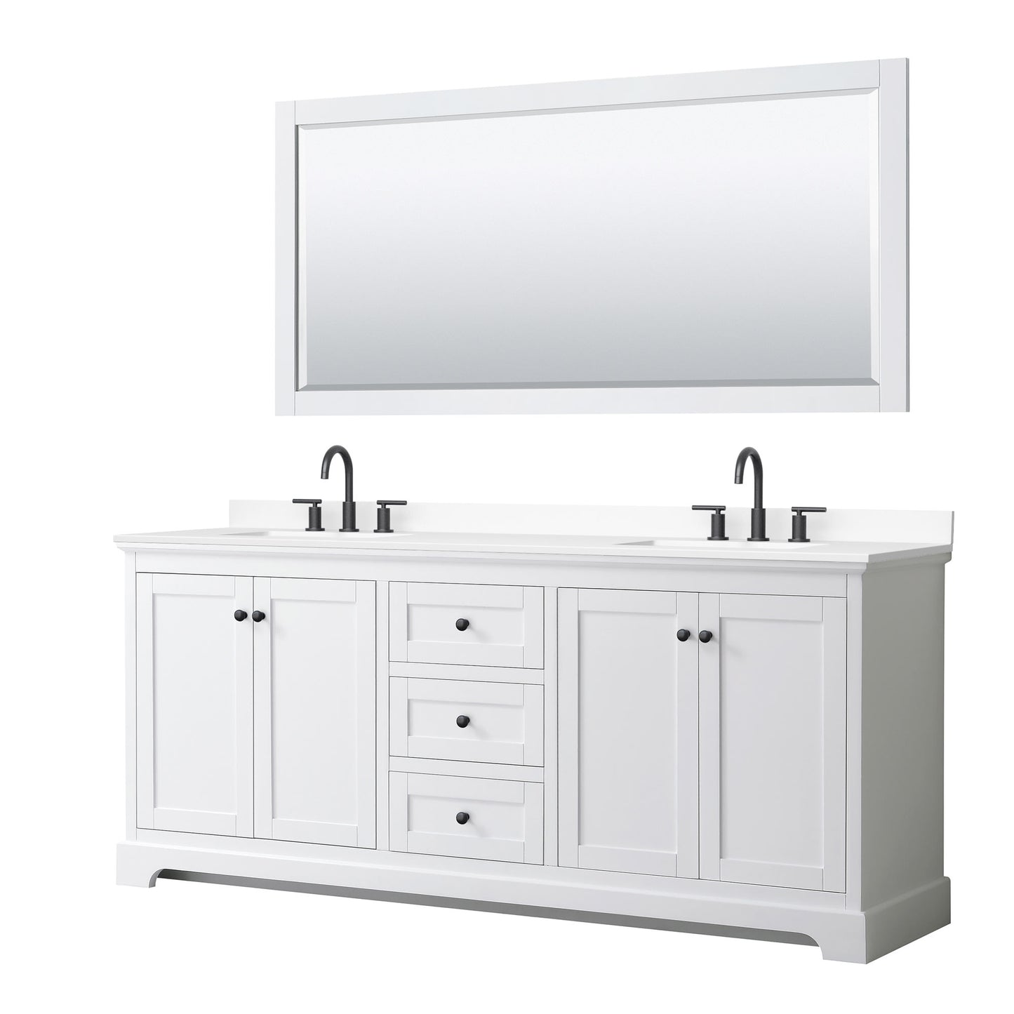 Avery Bathroom Vanity with Countertop 80 inch Double Sink 3-hole Faucet Setup