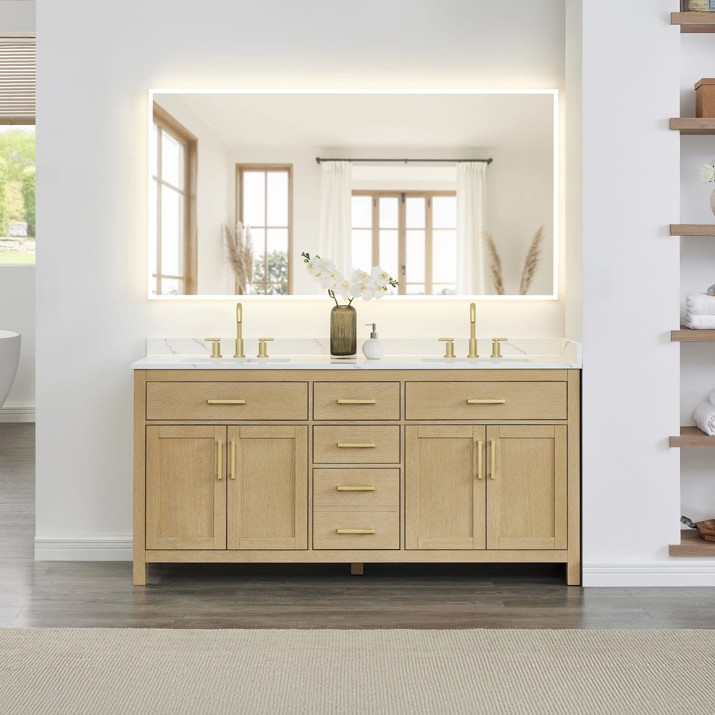 Beckett Bathroom Vanity with Countertop 72 inch Double Sink 3-hole Faucet Setup