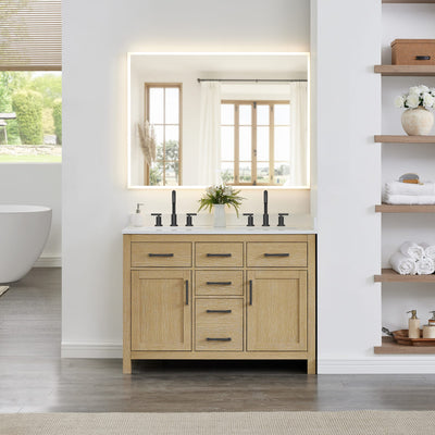 Beckett Bathroom Vanity with Countertop 48 inch Double Sink 3-hole Faucet Setup