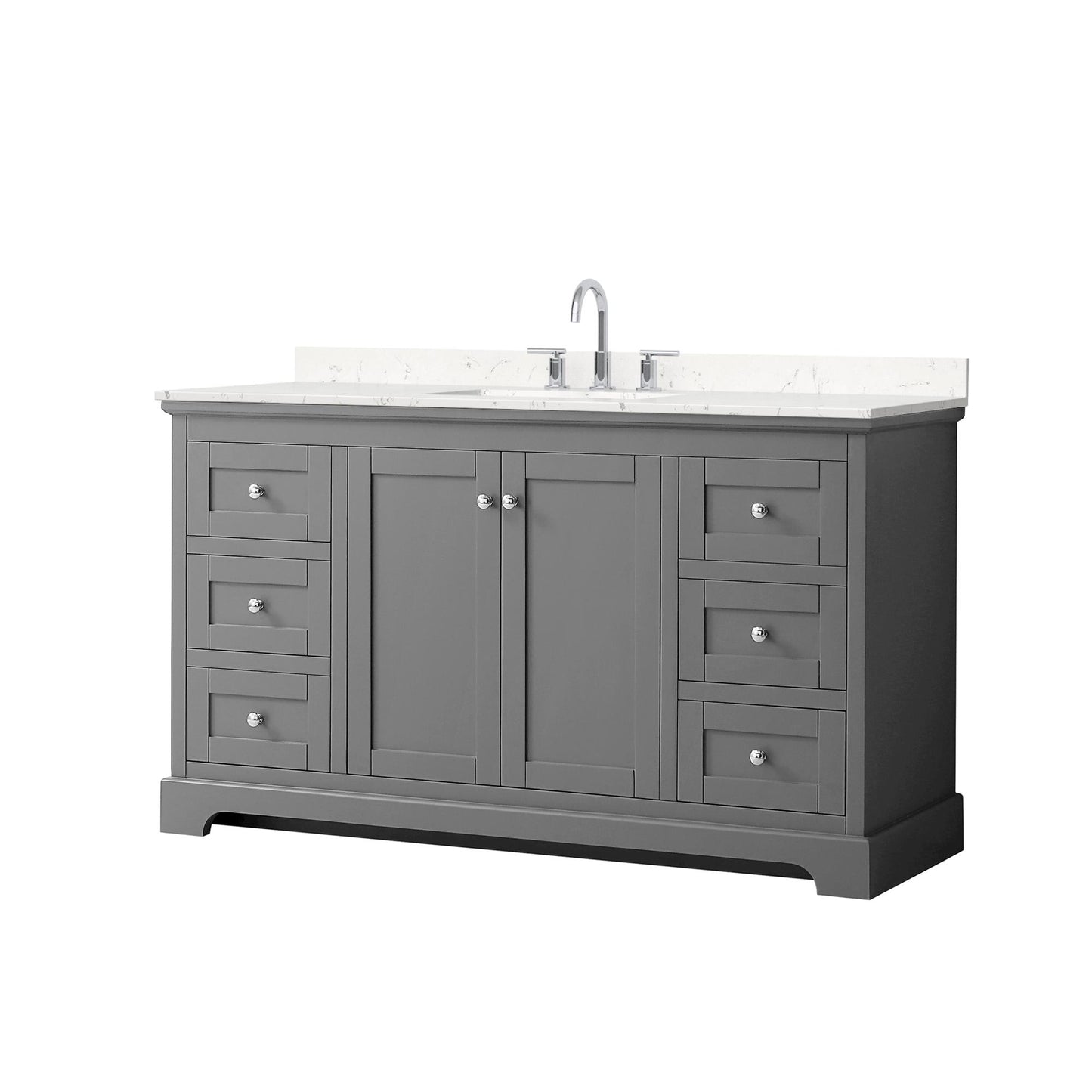 Avery Bathroom Vanity with Countertop 60 inch Single Sink 3-hole Faucet Setup