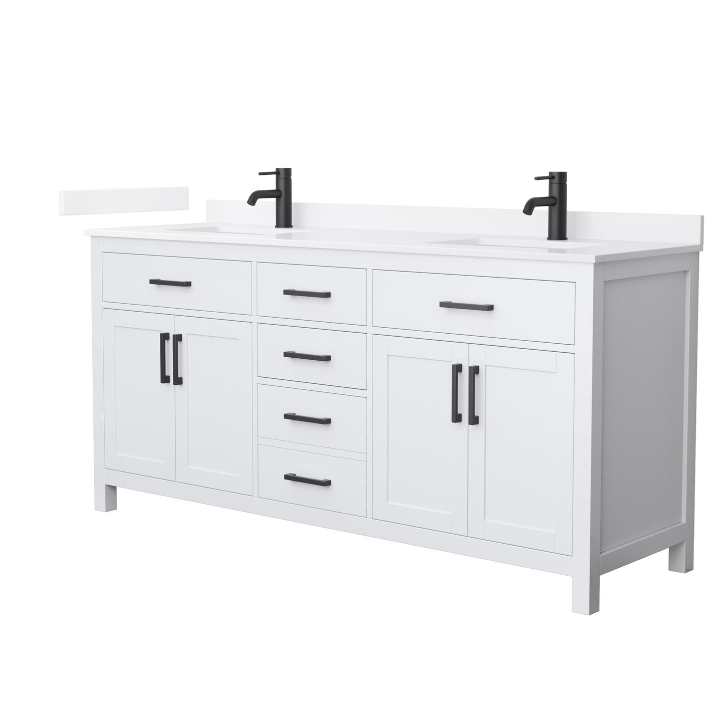 Beckett Bathroom Vanity with Countertop 72 inch Double Sink Single hole Faucet Setup