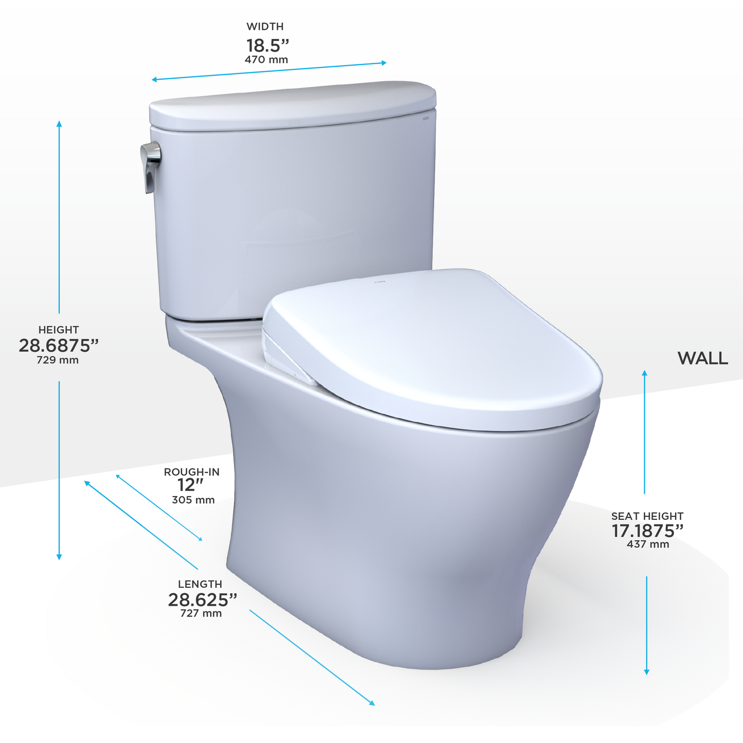 WASHLET+ Nexus Two-Piece Elongated 1.28 GPF Toilet with Auto Flush S7A Contemporary Bidet Seat