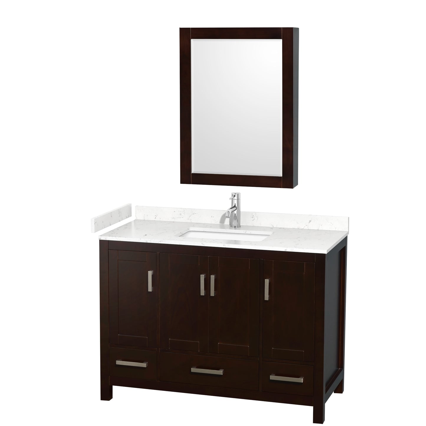 Sheffield Bathroom Vanity with Countertop 48 inch Single Sink Single hole Faucet Setup