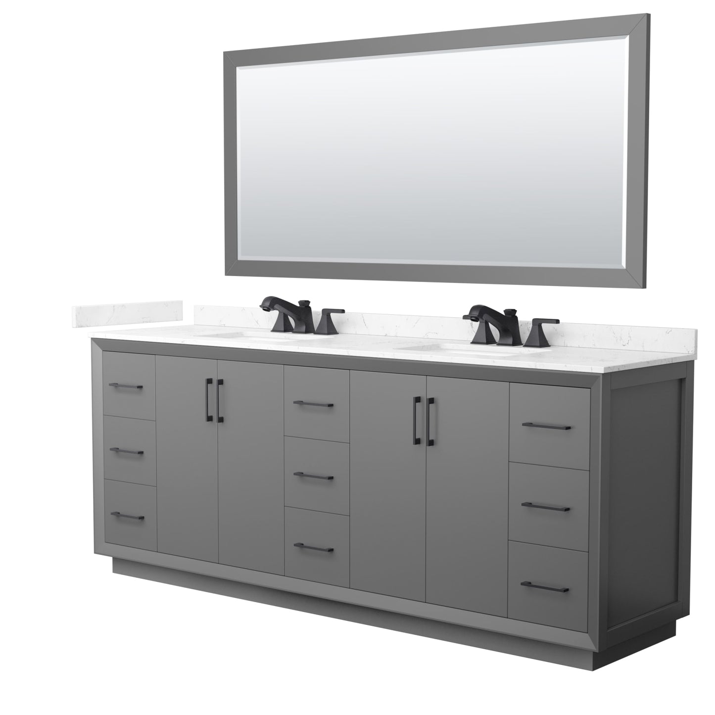 Strada Bathroom Vanity with Countertop 84 inch Double Sink 3-hole Faucet Setup