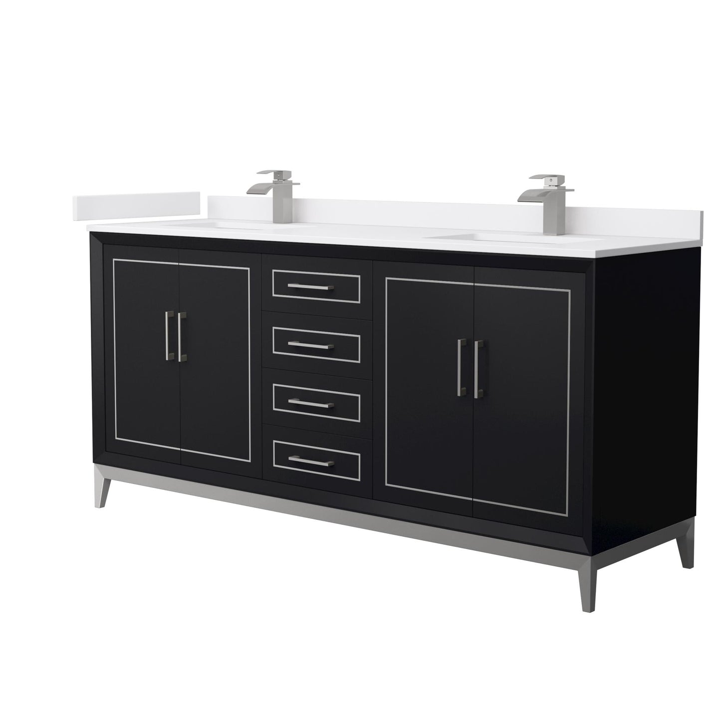 Marlena Bathroom Vanity with Countertop 72 inch Double Sink Single hole Faucet Setup