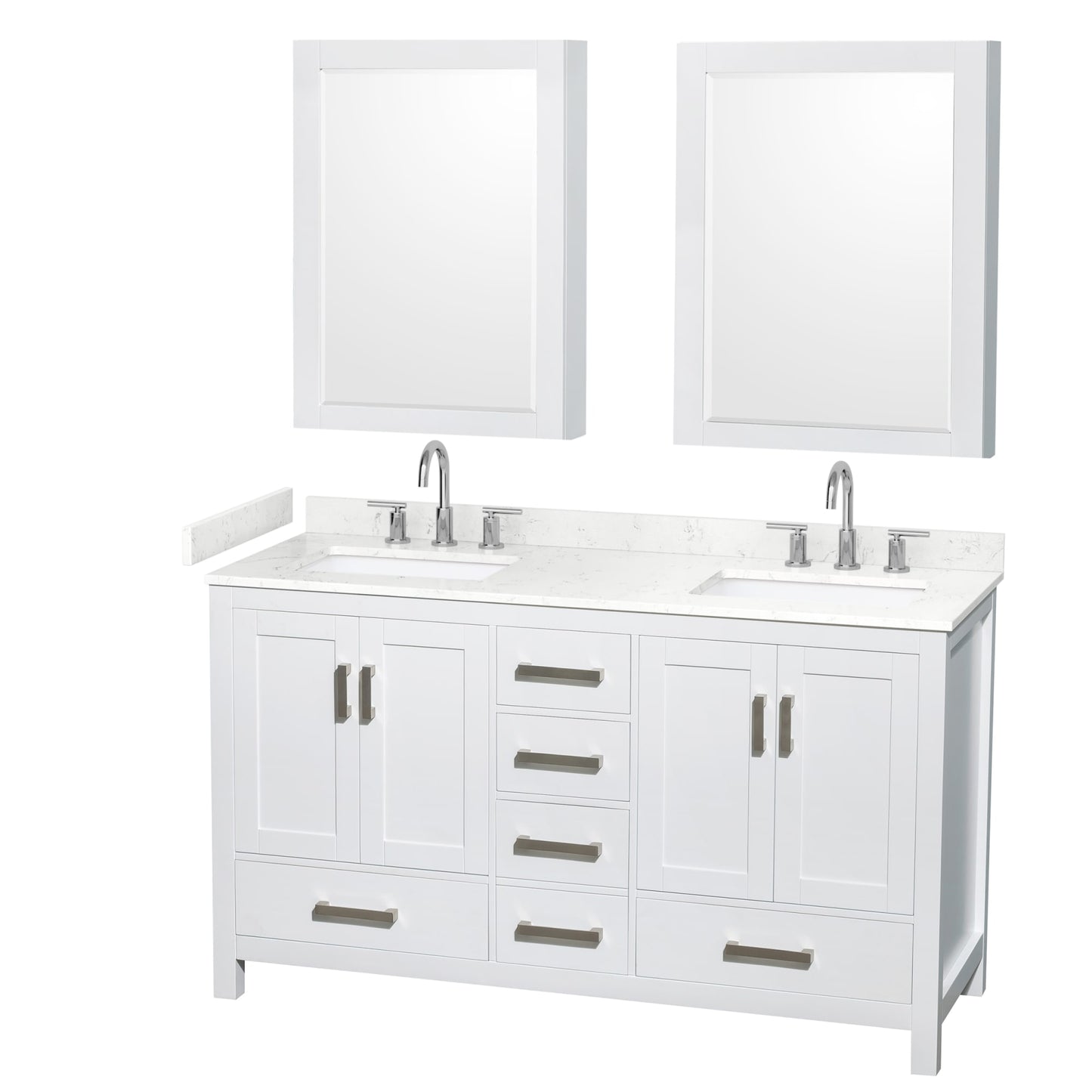 Sheffield Bathroom Vanity with Countertop 60 inch Double Sink 3-hole Faucet Setup