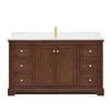 Custom image for Dark Walnut with Brushed Gold Trim / White Cultured Marble / No Mirror