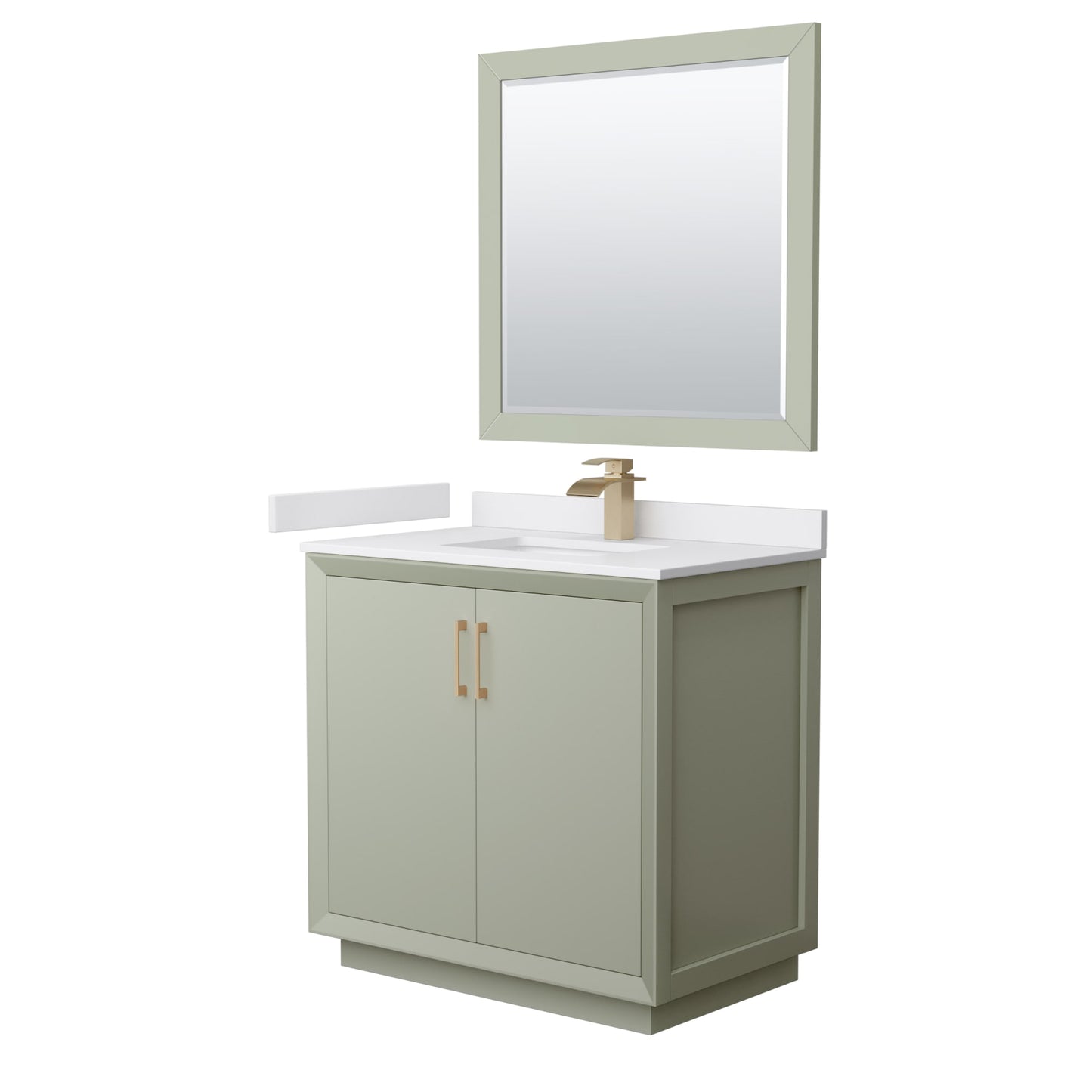 Strada Bathroom Vanity with Countertop 36 inch Single Sink Single hole Faucet Setup
