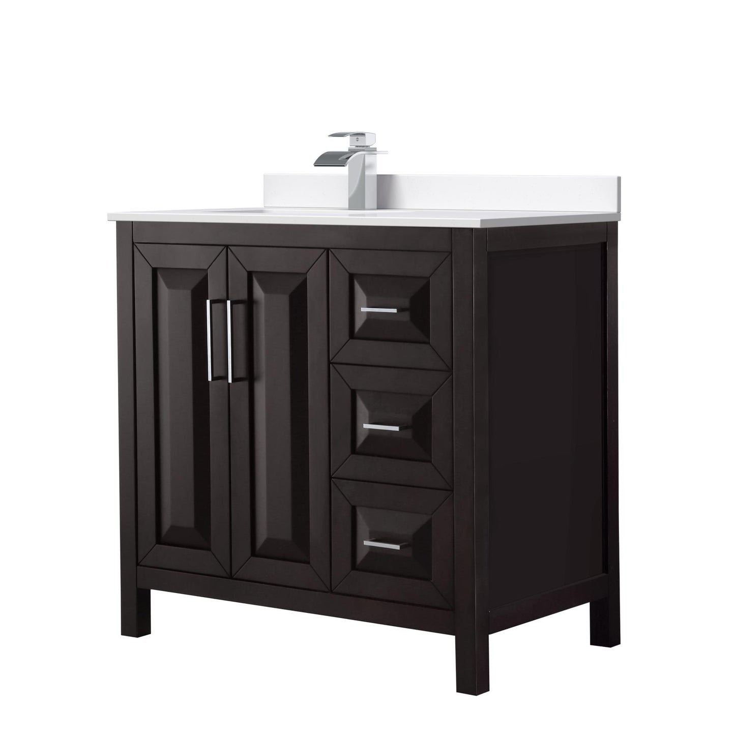 Daria Bathroom Vanity with Countertop 36 inch Single Sink Single hole Faucet Setup