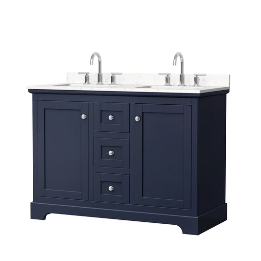 Avery Bathroom Vanity with Countertop 48 inch Double Sink 3-hole Faucet Setup