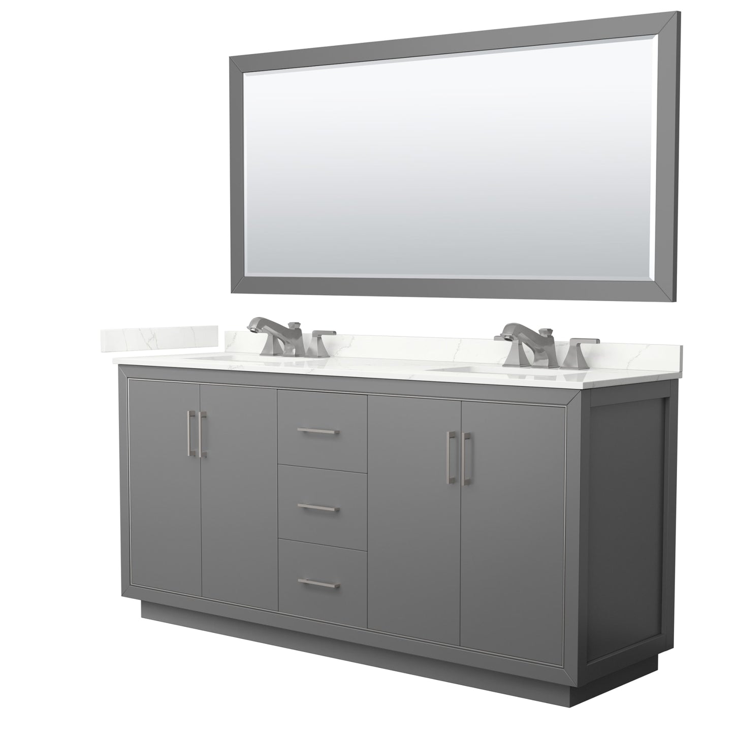 Icon Bathroom Vanity with Countertop 72 inch Double Sink 3-hole Faucet Setup