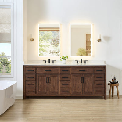 Beckett Bathroom Vanity with Countertop 84 inch Double Sink 3-hole Faucet Setup