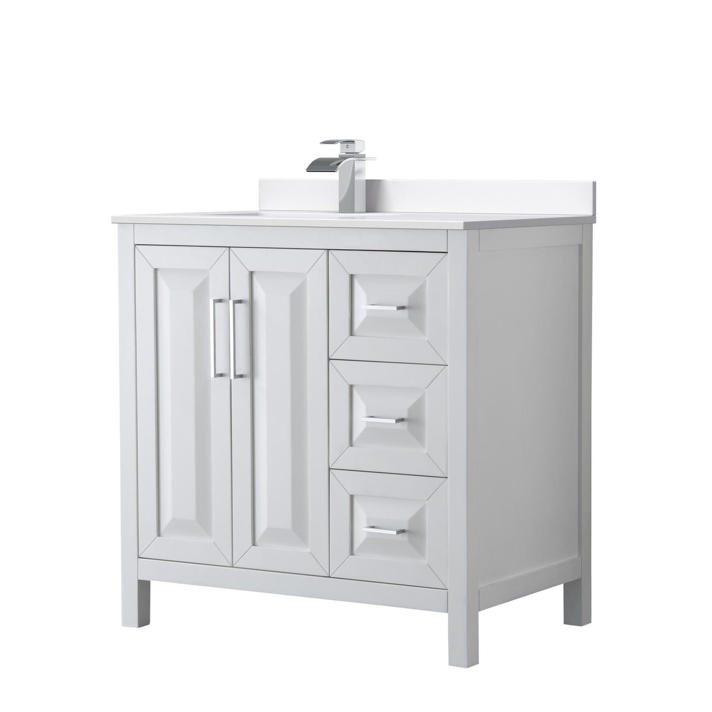 Daria Bathroom Vanity with Countertop 36 inch Single Sink Single hole Faucet Setup