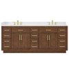 Custom image for Dark Oak with Brushed Gold Trim / White Cultured Marble / No Mirror