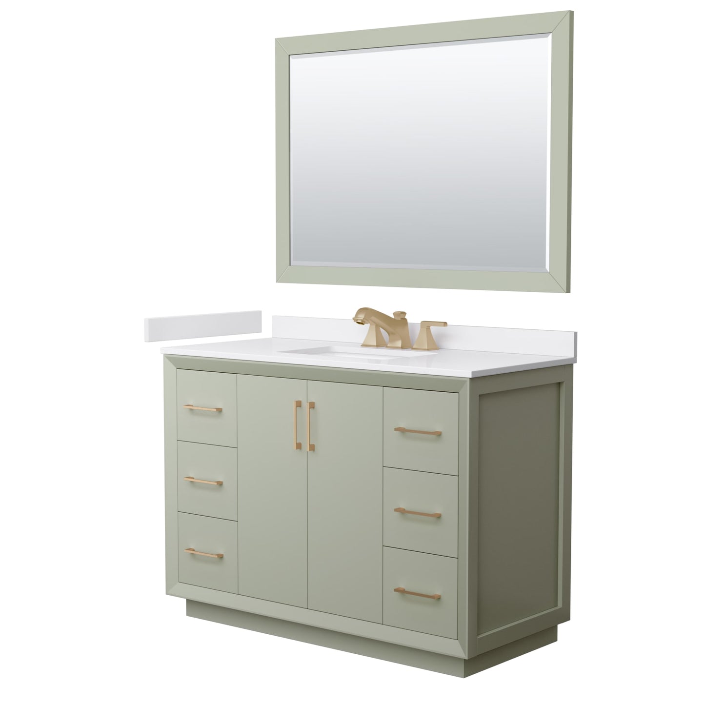 Strada Bathroom Vanity with Countertop 48 inch Single Sink 3-hole Faucet Setup