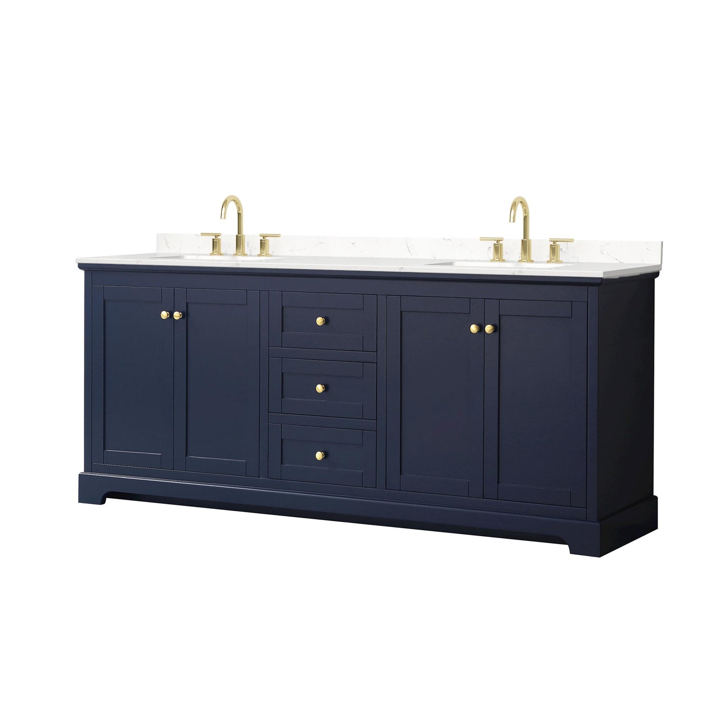 Avery Bathroom Vanity with Countertop 80 inch Double Sink 3-hole Faucet Setup