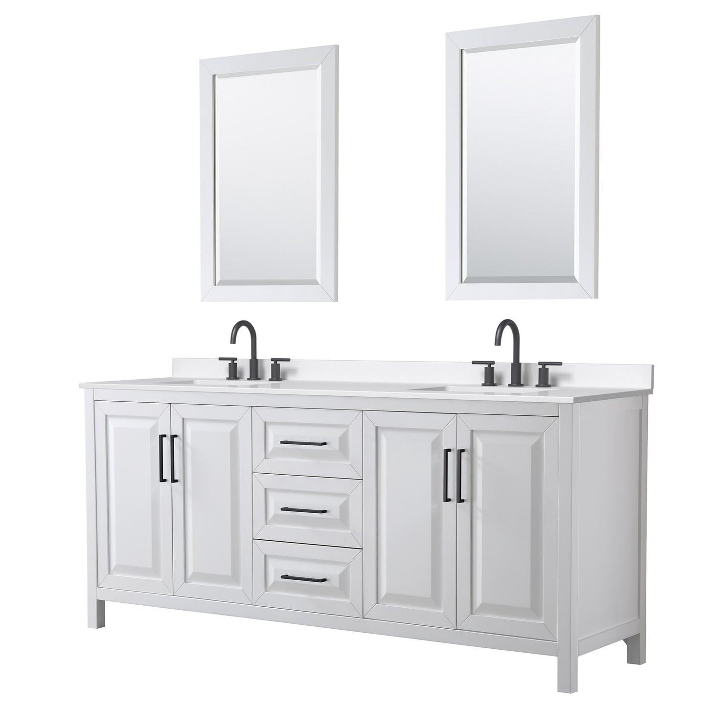 Daria Bathroom Vanity with Countertop 80 inch Double Sink 3-hole Faucet Setup