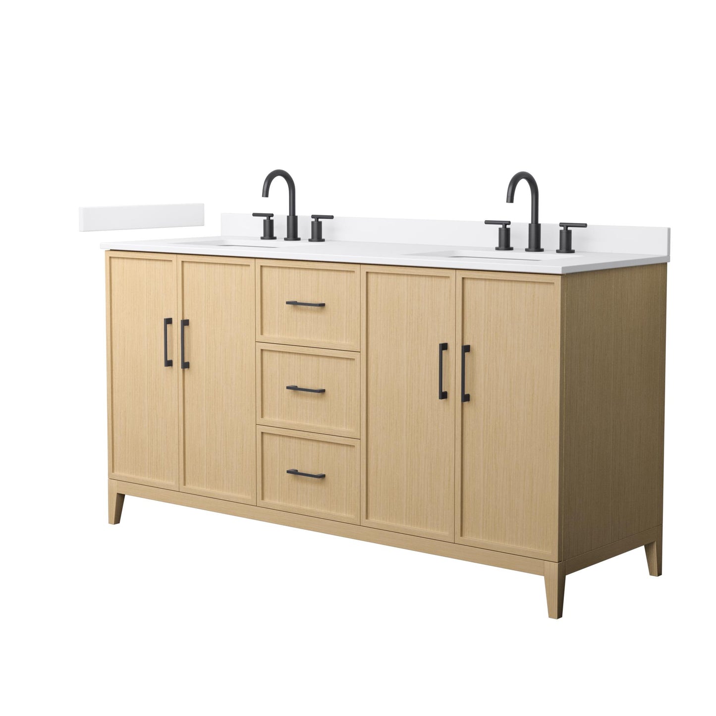 Elan Bathroom Vanity with Countertop 66 inch Double Sink 3-hole Faucet Setup