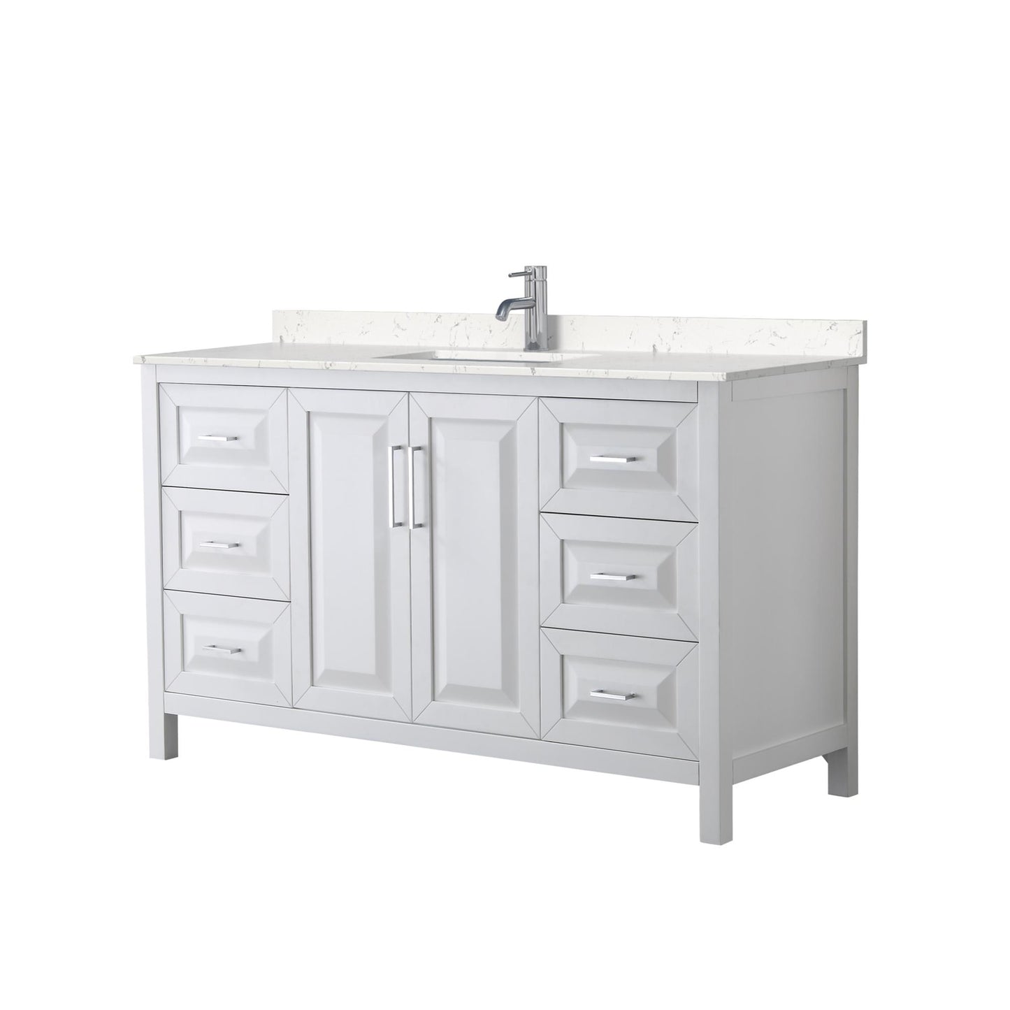 Daria Bathroom Vanity with Countertop 60 inch Single Sink Single hole Faucet Setup