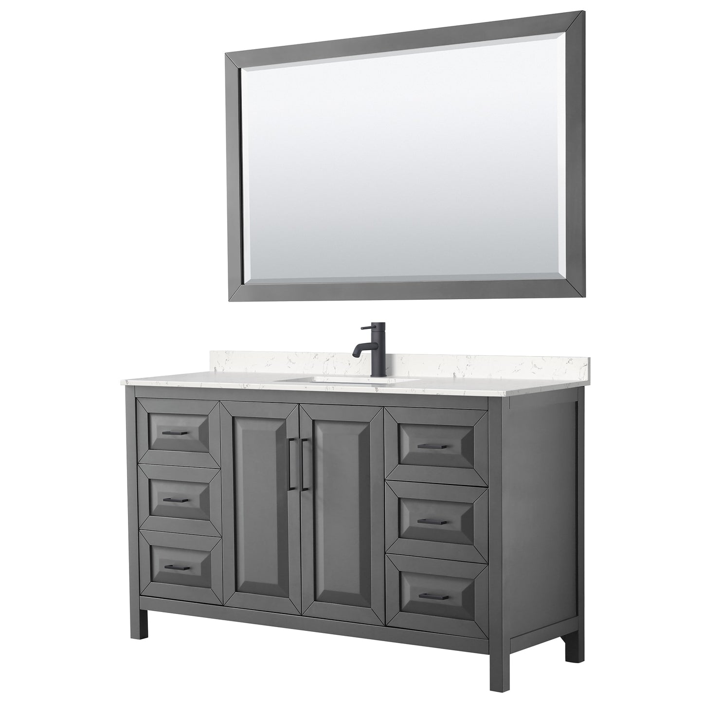 Daria Bathroom Vanity with Countertop 60 inch Single Sink Single hole Faucet Setup