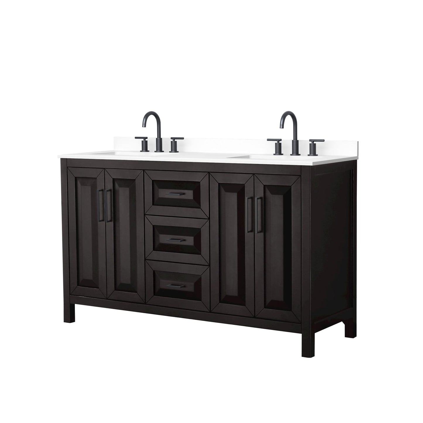 Daria Bathroom Vanity with Countertop 60 inch Double Sink 3-hole Faucet Setup
