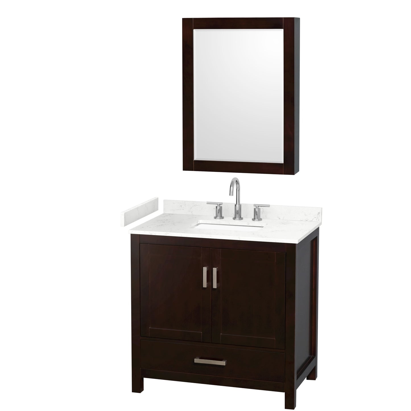 Sheffield Bathroom Vanity with Countertop 36 inch Single Sink 3-hole Faucet Setup