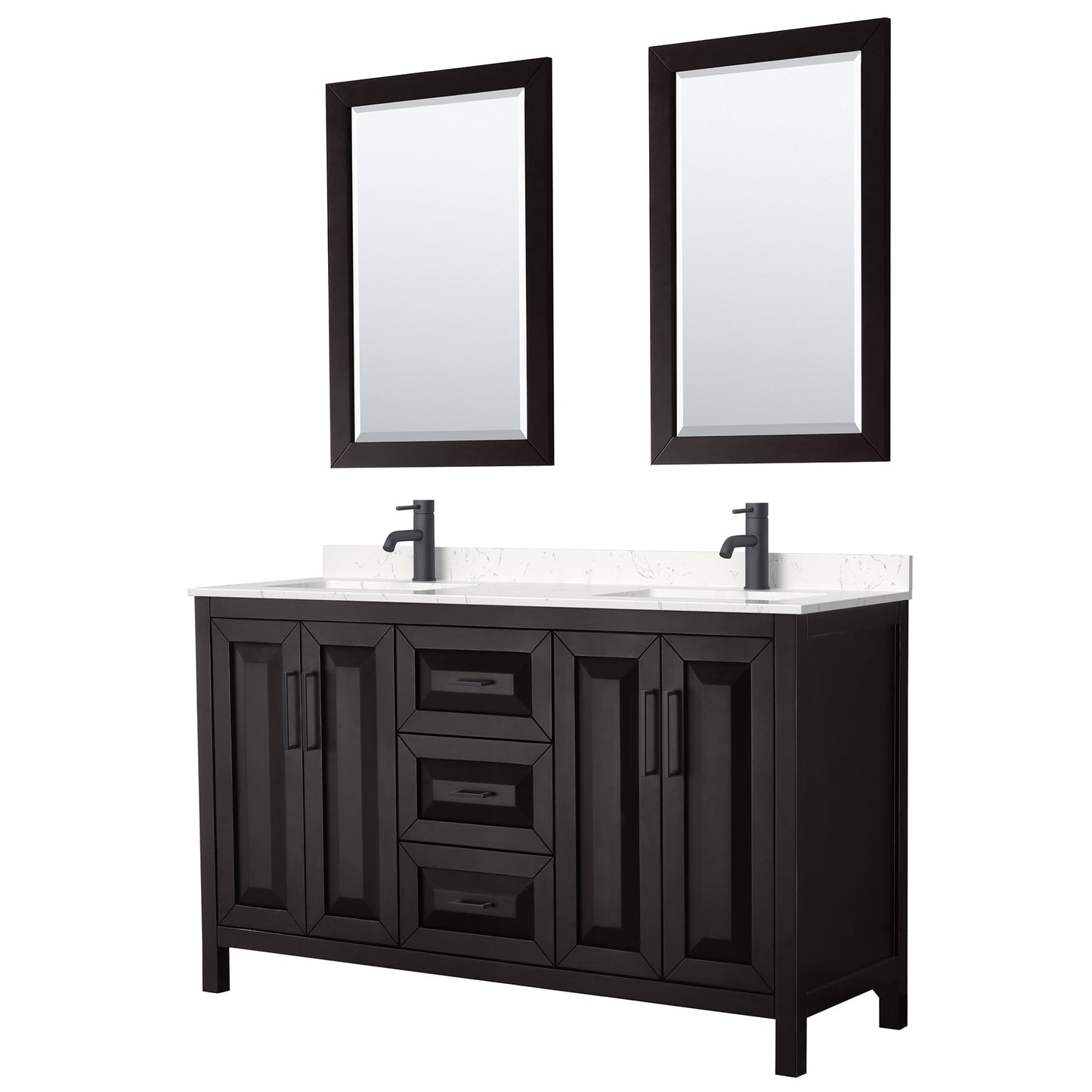 Daria Bathroom Vanity with Countertop 60 inch Double Sink Single hole Faucet Setup