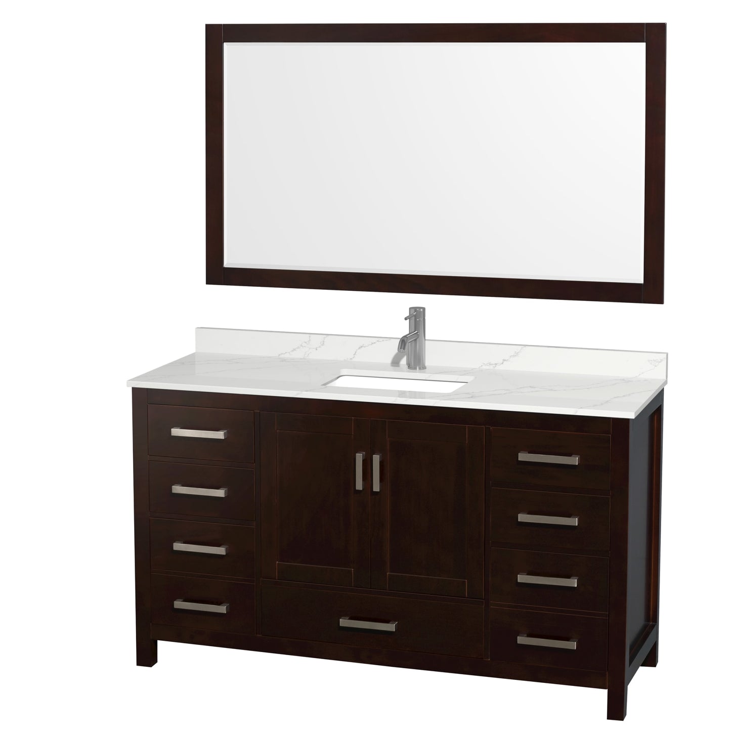 Sheffield Bathroom Vanity with Countertop 60 inch Single Sink Single hole Faucet Setup