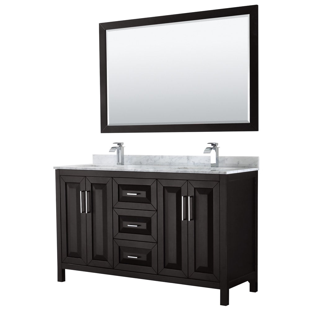 Daria Bathroom Vanity with Countertop 60 inch Double Sink Single hole Faucet Setup