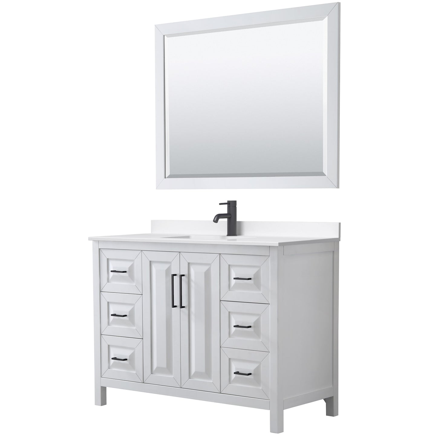 Daria Bathroom Vanity with Countertop 48 inch Single Sink Single hole Faucet Setup