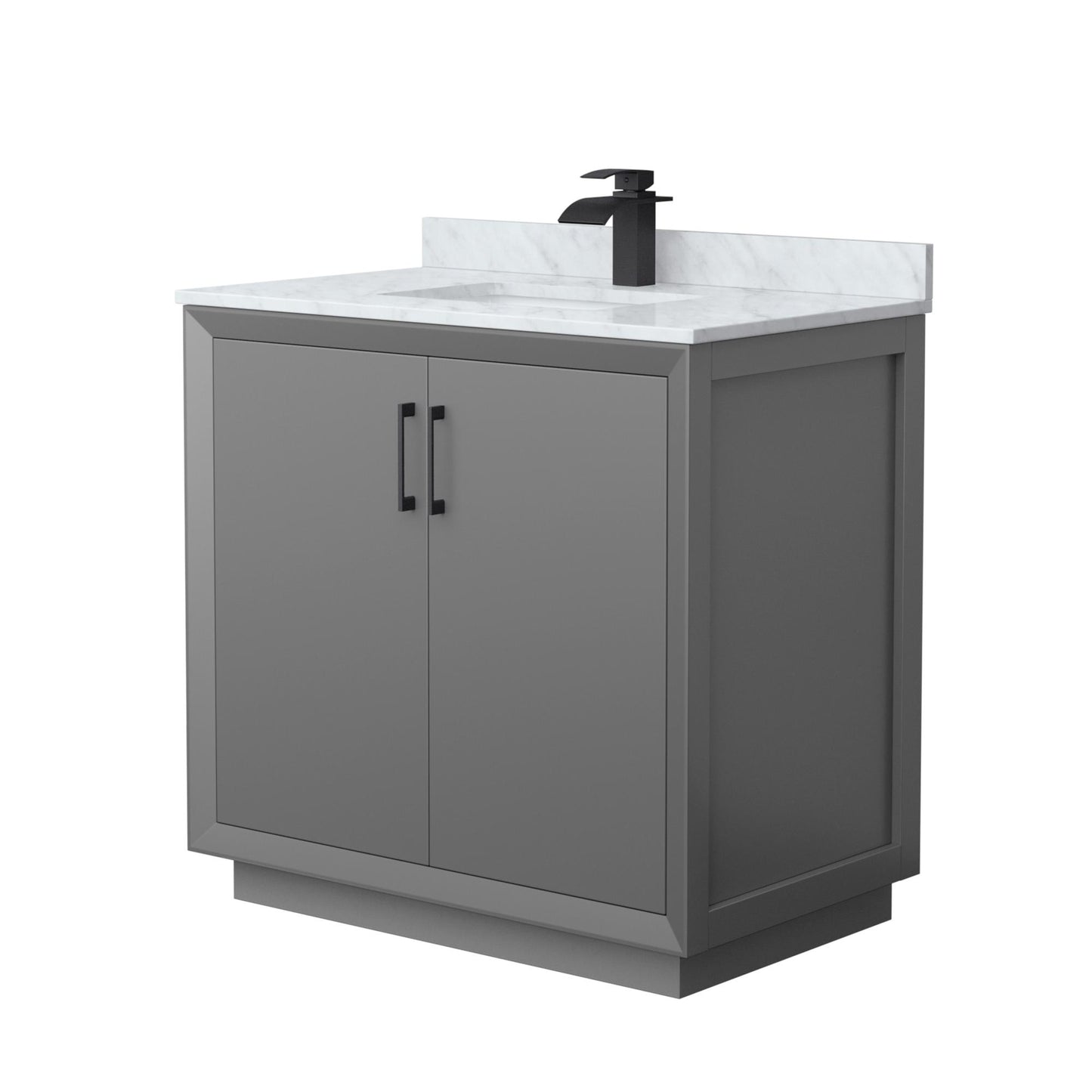 Strada Bathroom Vanity with Countertop 36 inch Single Sink Single hole Faucet Setup