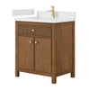Custom image for Toasted Walnut with Satin Bronze Trim / White Quartz / No Mirror