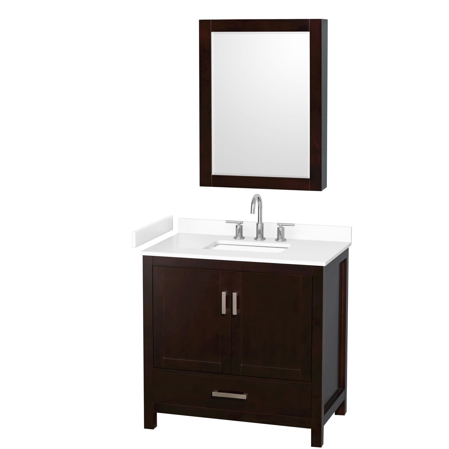 Sheffield Bathroom Vanity with Countertop 36 inch Single Sink 3-hole Faucet Setup